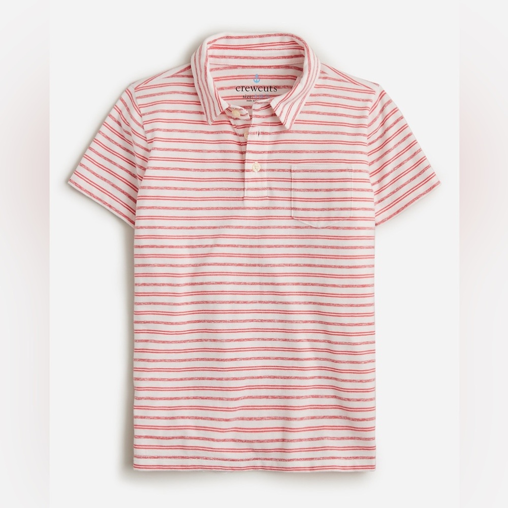 NWT - J.Crew Crewcuts Striped Polo (Coral Red/White) Size S (6-7)
